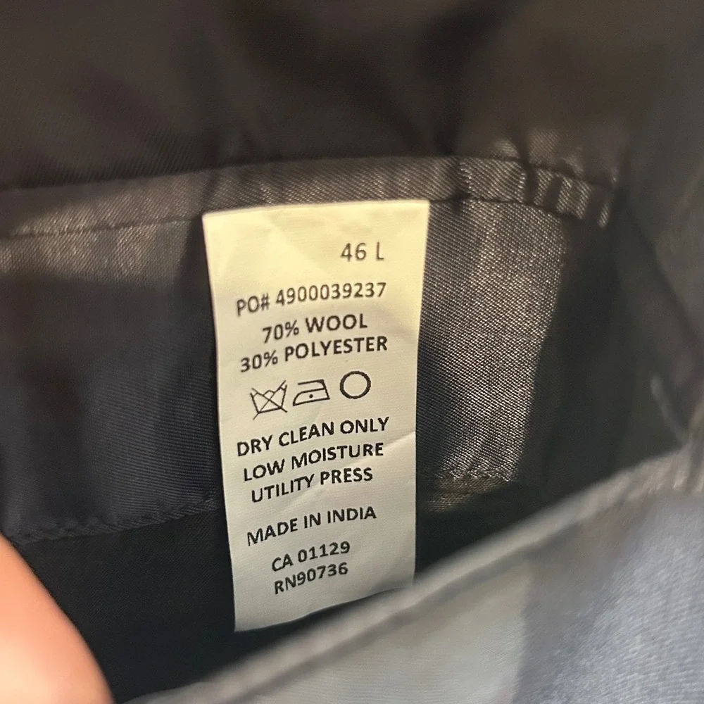 Michael Michael Kors Mens Black Wool Blend Sport Coat Blazer 46L Two Button Long